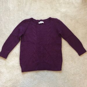 Wine cable knit Loft sweater, size M